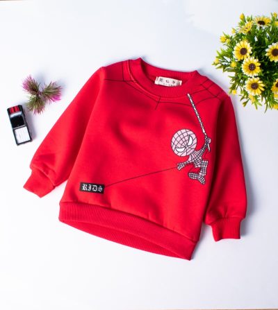 Baby/Toddler Boy Spiderman Print Cute Warm Pullover Sweatshirt - Red