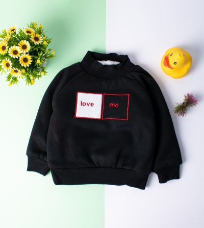 Baby/Toddler High Neck Warm Pullover Sweatshirt - Black