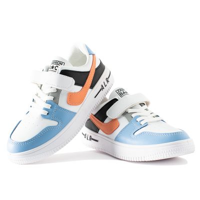 Kid Boy/Girl Colorblock Velcro Strap Sneakers - Blue/Orange/Black