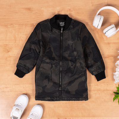 Kid Boy Camouflage Print PU Leather Long Coats
