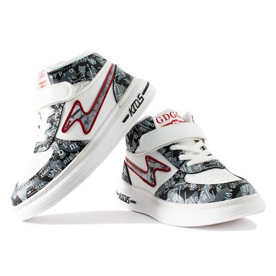 Kid Boy Camouflage Letter Print Mid-Ankle Velcro Closure Sneakers - Grey