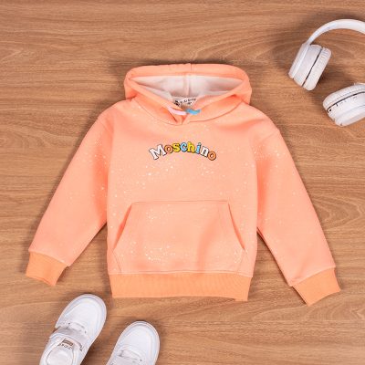 Baby/Toddler Girl Letter Print Fleece Pullover Hoodie - Orange
