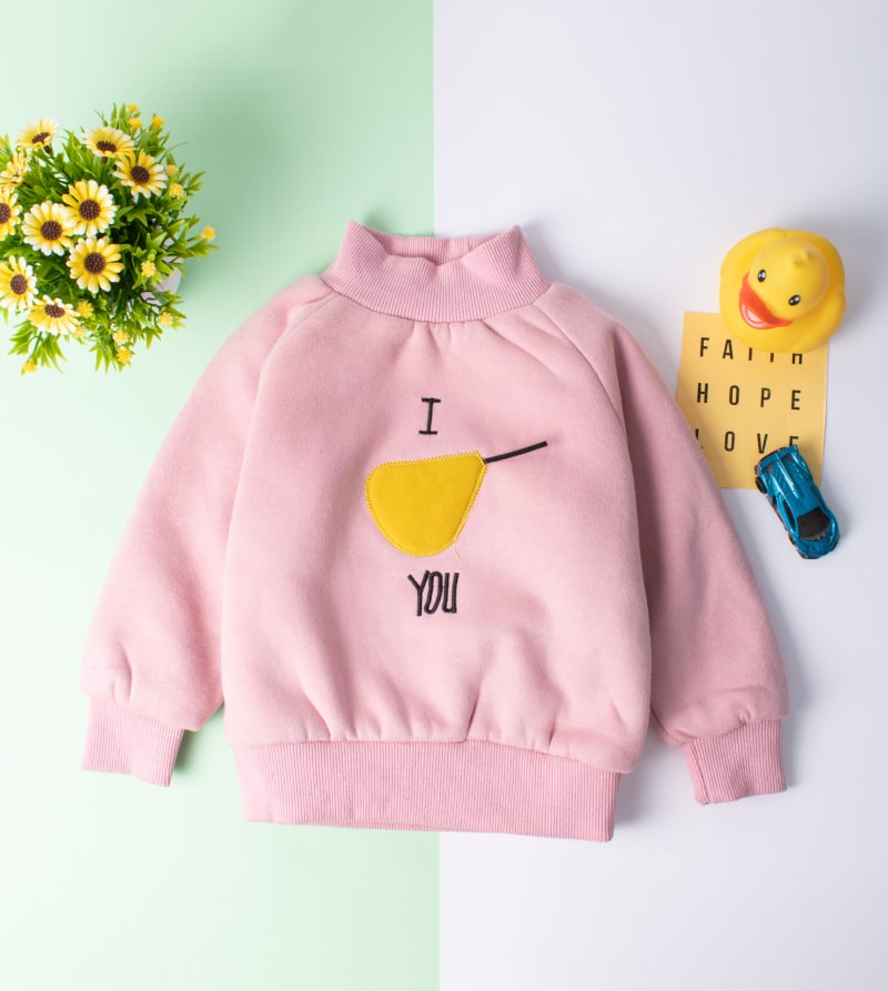 Baby/Toddler High Neck Warm Pullover Sweatshirt - Pink