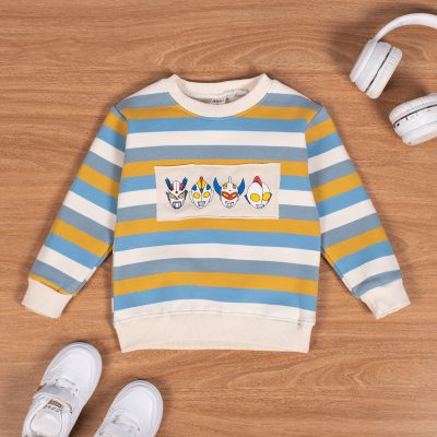 Baby/Toddler Boy Power Rangers Print Striped Colorblock Warm Sweatshirt - Multicolor