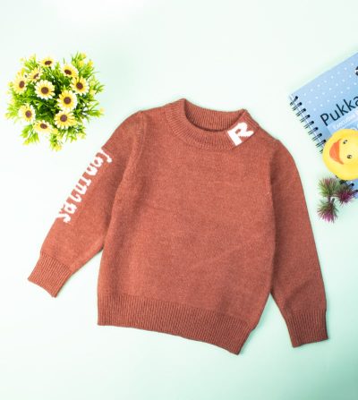 Baby/Toddler R Print Warm Knit Sweater - Shady Brown