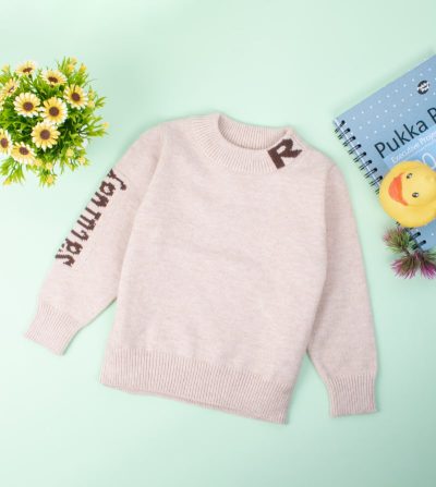 Baby/Toddler R Print Warm Knit Sweater - Cream