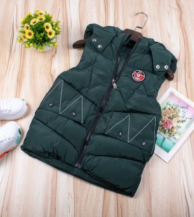 Kid Boy Puffer Outdoor Padded Solid Sleeveless Hooded Jacket - Sacramento Green