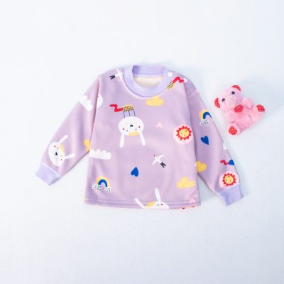 Alternative view of 2-Piece Cute Bunny and Rainbow Pattern Pajama Set for Toddler Girl - Pink