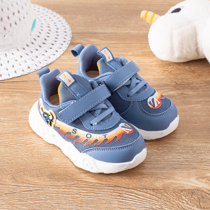 Baby Boy/Girl Bull Print Velcro Closure Sports Shoes - Horizon Blue