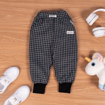 Baby/Toddler Boy Checkered Design Fleece Jogger Pants - Black