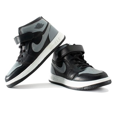 Kid Boy Colorblock Mid-Ankle Velcro Strap Sneakers - Grey/Black