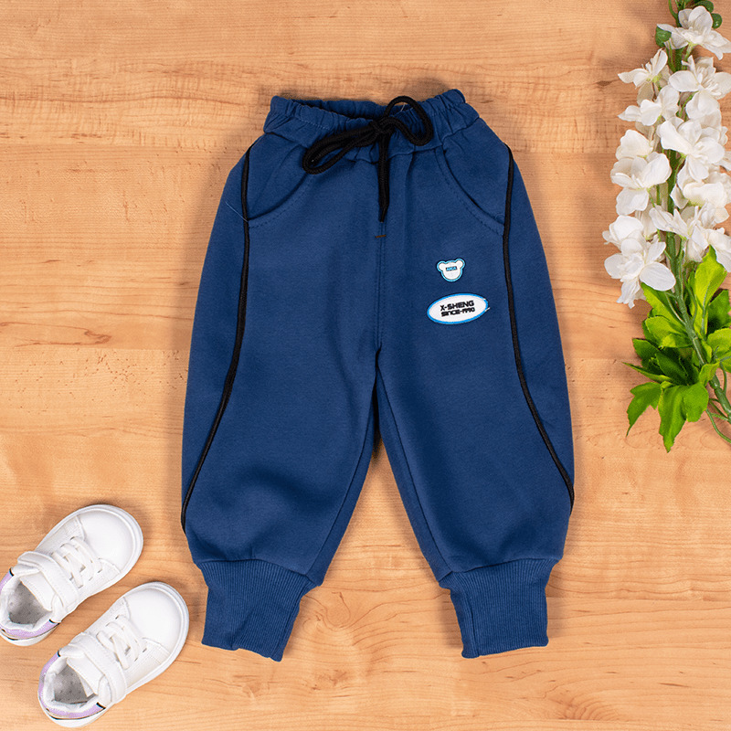 Baby Boy Mickey Print Elastic Waist Fleece Jogger Pants - Blue