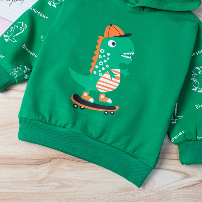 Alternative view of Baby/Toddler Skater Dino Print Summer Hoodie Pullover - Green