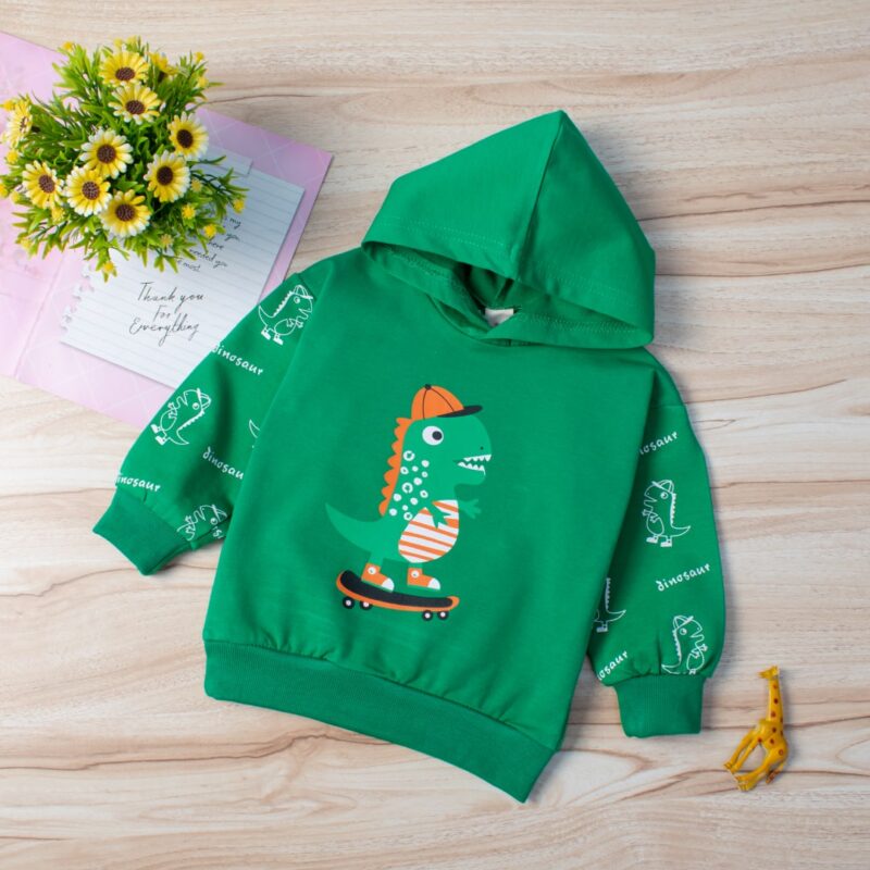 Baby/Toddler Skater Dino Print Summer Hoodie Pullover - Green