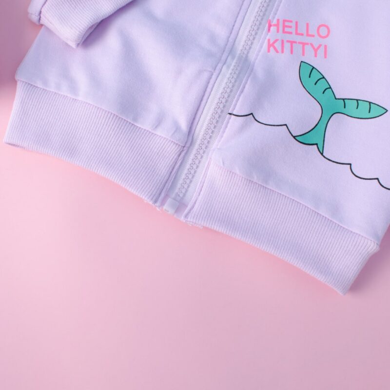 Baby/Toddler Girl Hello Kitty Print Summer Front-Zipper Sweatshirt - Pink - Image 3