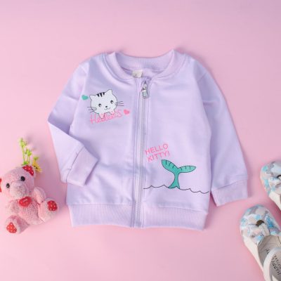 Baby/Toddler Girl Hello Kitty Print Summer Front-Zipper Sweatshirt - Pink