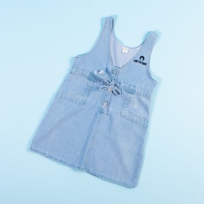 2-Piece Toddler Girl Half-Sleeve Top and Rocky Jeans Skirt Set - Blue - Image 3
