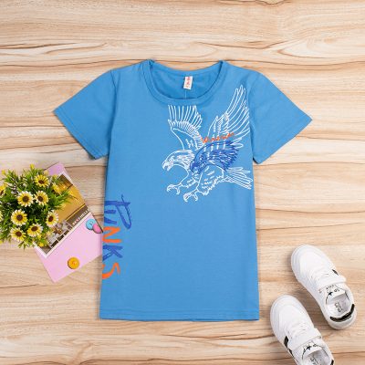 Kid Boy Eagle Print Short-Sleeve Casual Tee - Blue