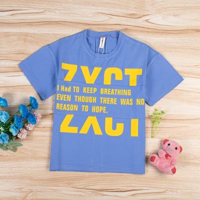 Kid Boy Letter Print Casual Short-Sleeve Tee - Blue