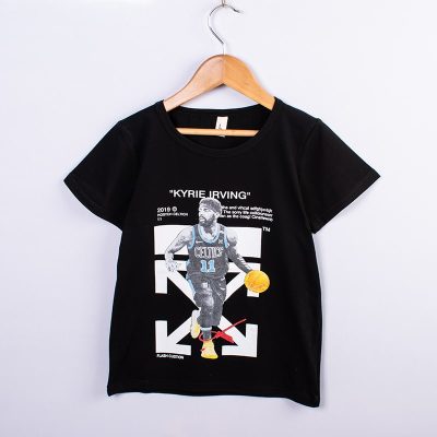 Kid Boy Kyrie Irving Print Stylish Casual Short-Sleeve Tee - Black