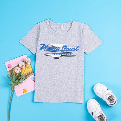 Kid Boy Cool Letter Print Short-Sleeve Casual Tee - Heather Grey