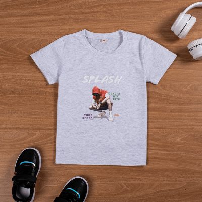 Kid Boy Splash Print Short-Sleeve Casual Tee - White