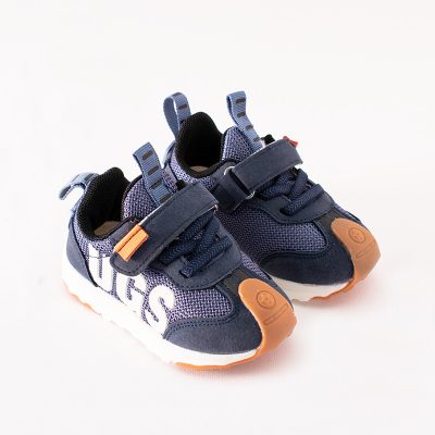 Baby Boy/Girl Letter Print Velcro Strap Sneakers - Dark Blue