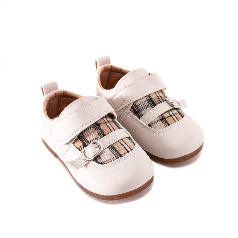 Baby/Toddler Girl Minimalist Buckle Strap Velcro Closure Shoes - Beige