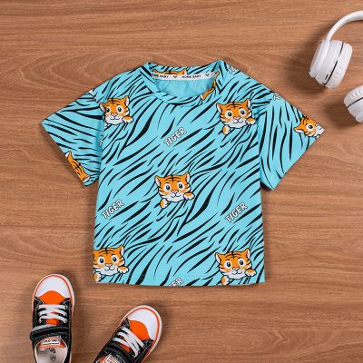 Baby/Toddler Boy Tiger Stripe Print Short-Sleeve Casual Tee - Jagged Ice