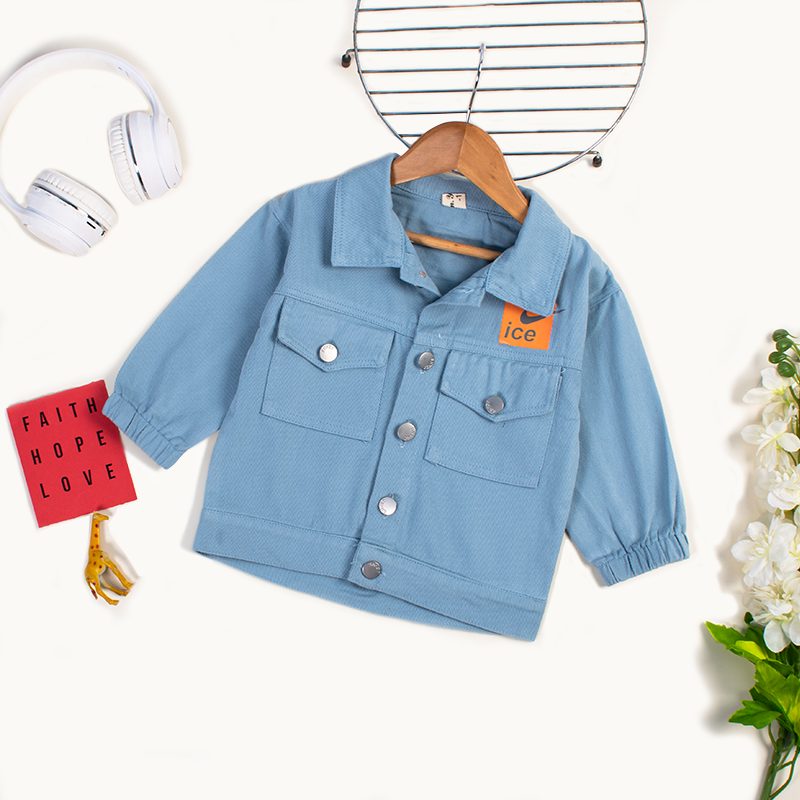 Baby/Toddler Boy Front Pocket Button Design Full-Sleeve Denim Jacket - Blue