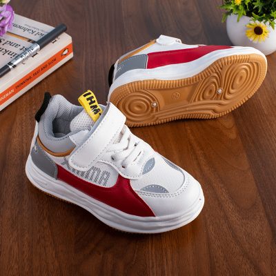 Alternative view of Kid Boy Colorblock Velcro Closure Sneakers - Red