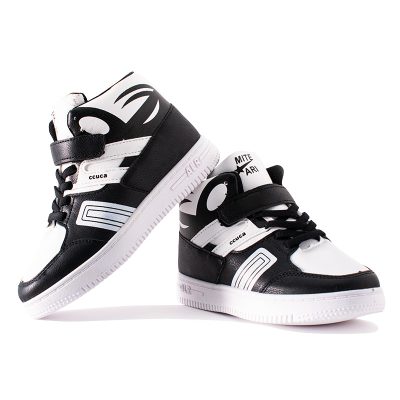 Kid Boy Colorblock Velcro Closure Sneakers - Black/White