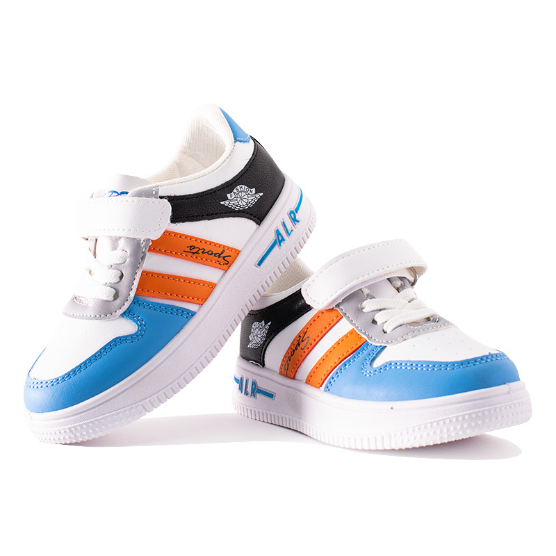 Kid Boy/Girl Striped Colorblock Velcro Closure Sneakers - Blue