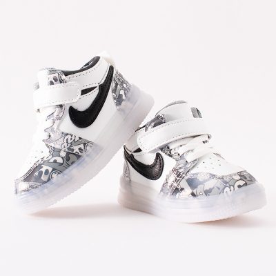 Baby Boy/Girl Graphics Print Velcro Closure LED Sneakers - Grey