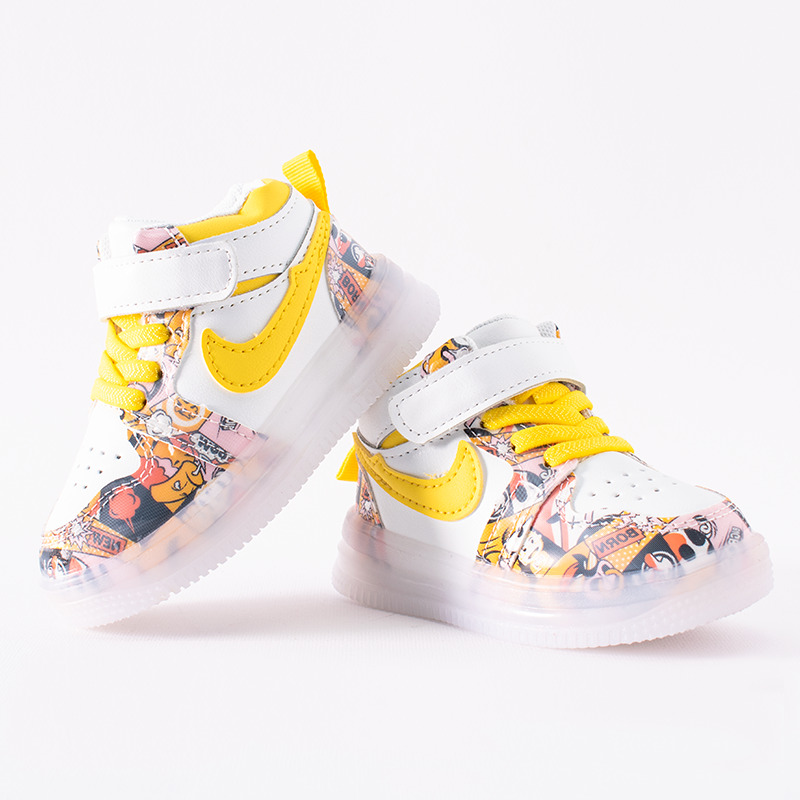 Baby Boy/Girl Graphics Print Velcro Closure LED Sneakers - Yellow