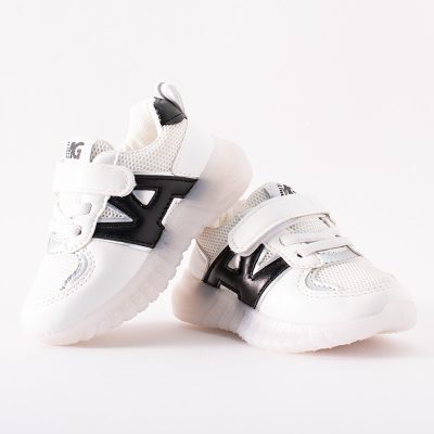 Baby Boy/Girl Velcro Closure LED Sneakers - White