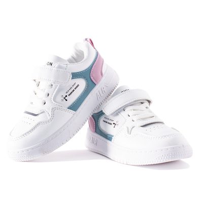 Kid Boy/Girl Colorblock Velcro Strap Sneakers - White/Grey