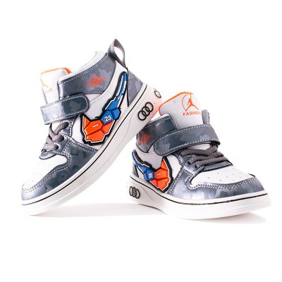 Kid Boy Camouflage Print Mid-Ankle Velcro Closure Sneakers - Grey