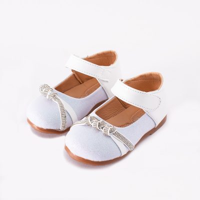 Baby/Toddler Girl Crystal Glitter Design Mary Jane Flat Shoes - White