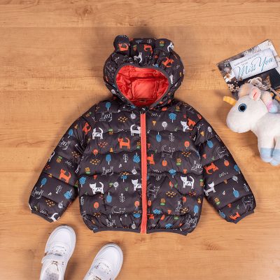Baby Boy/Girl Graphics Print Lightweight Down Padding Jacket - Dark Grey