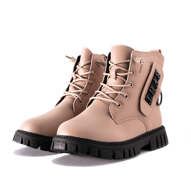 Kid Girl Side Zipper Lace Up Fur Winter Boots – Pink