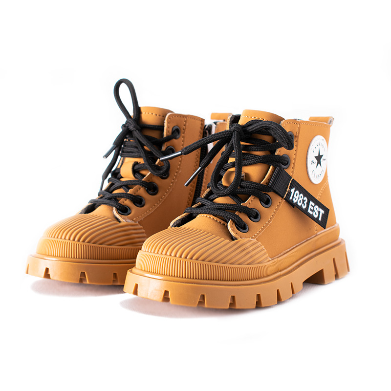Baby Boy/Girl Side Zipper Lace Up Fur Winter Boots - Brown