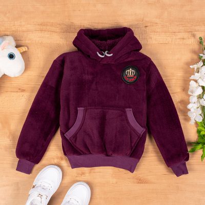Baby Boy/Girl Sherpa Fleece Lined Hoodie For Winter - Maroon