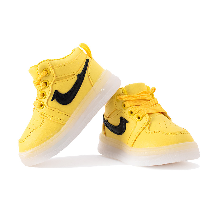Baby Boy/Girl Swoosh Sign Print Lace Up LED Sneakers - Yellow