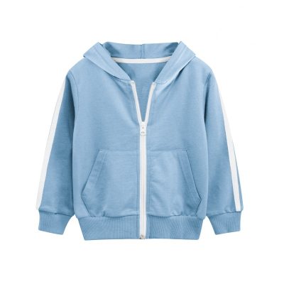 Toddler/Kid Front Zipper Hooded Cotton Jacket – Light Blue