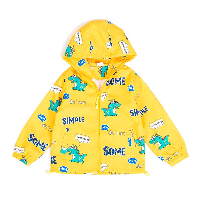 Baby Boy/Girl Dino Print Summer Windbreaker Jackets - Yellow