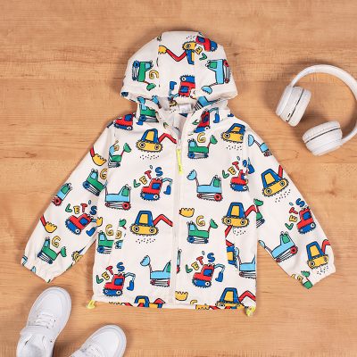 Baby Boy/Girl Crawler Crane Print Summer Windbreaker Jackets - Spanish White