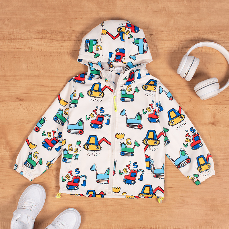 Baby Boy/Girl Crawler Crane Print Summer Windbreaker Jackets - Spanish White