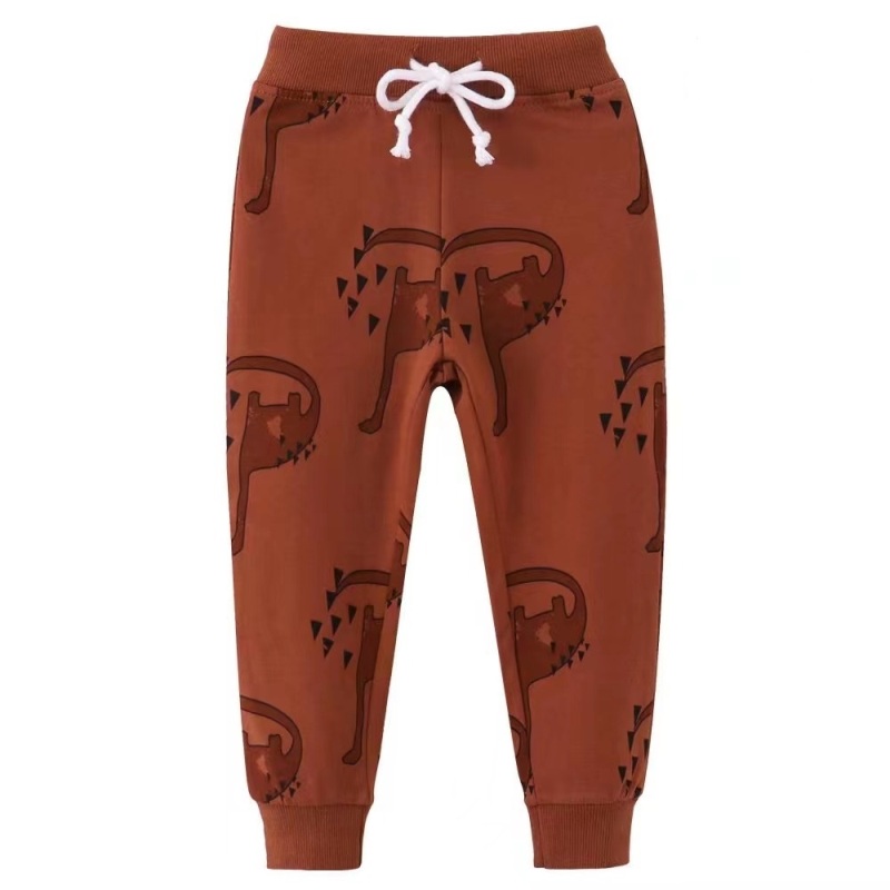 Kid Unisex Dinosaur Printed Elasticized 100% Cotton Lounge Pants - Maroon