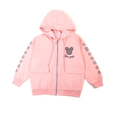 Kid Girl Mickey Print Summer Hooded Windbreaker Jackets - Pink